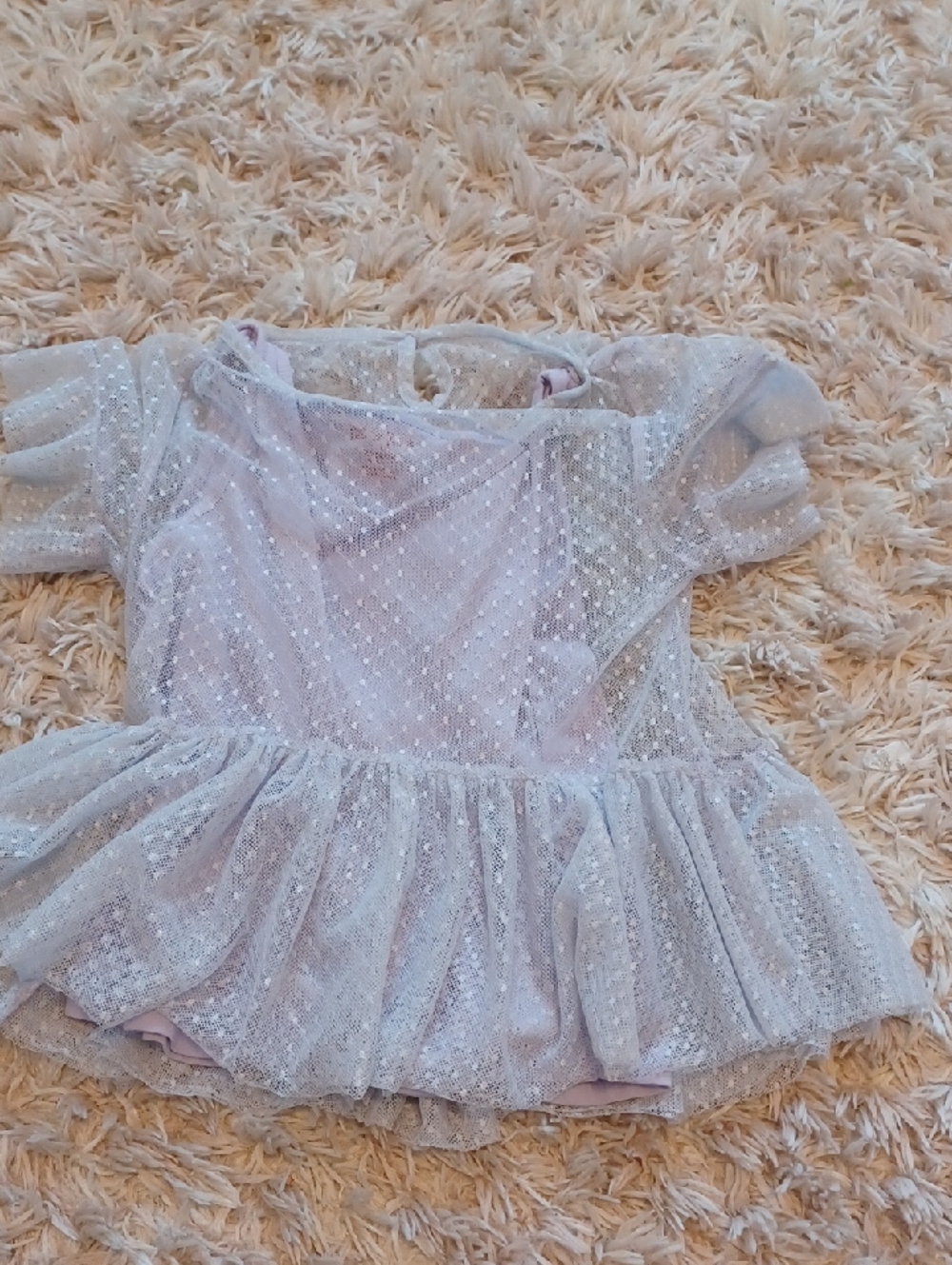 Cat & Jack Light Pink Sparkle Mesh Peplum Top
